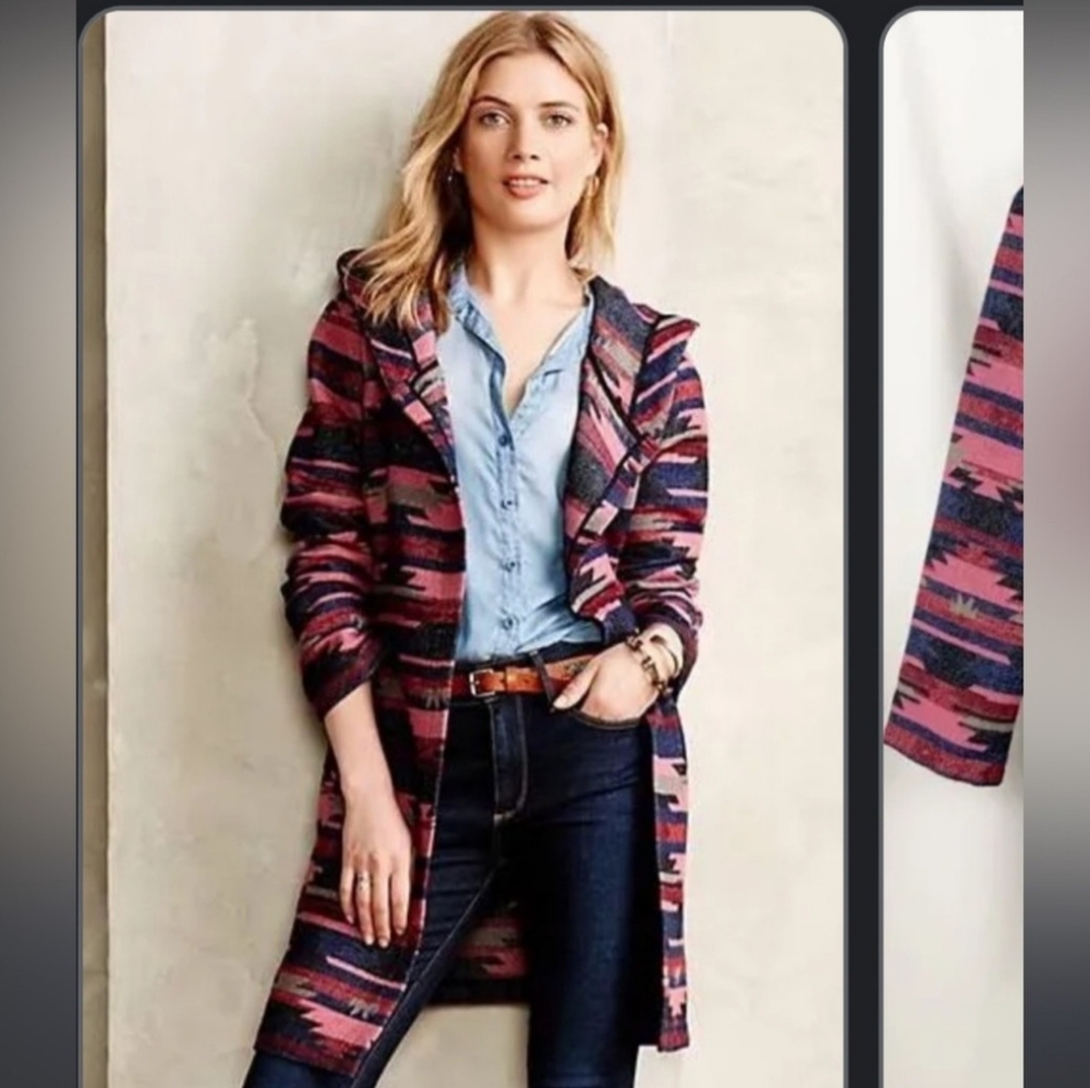 Anthropologie Tabitha Leona Aztec Wrap Hooded Jacket Large